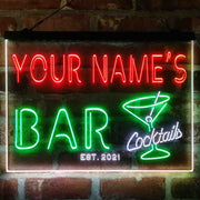 Personalized Cocktail Glass Bar Deluxe App-Enabled 3-Color LED Light Sign - LED Gift Works