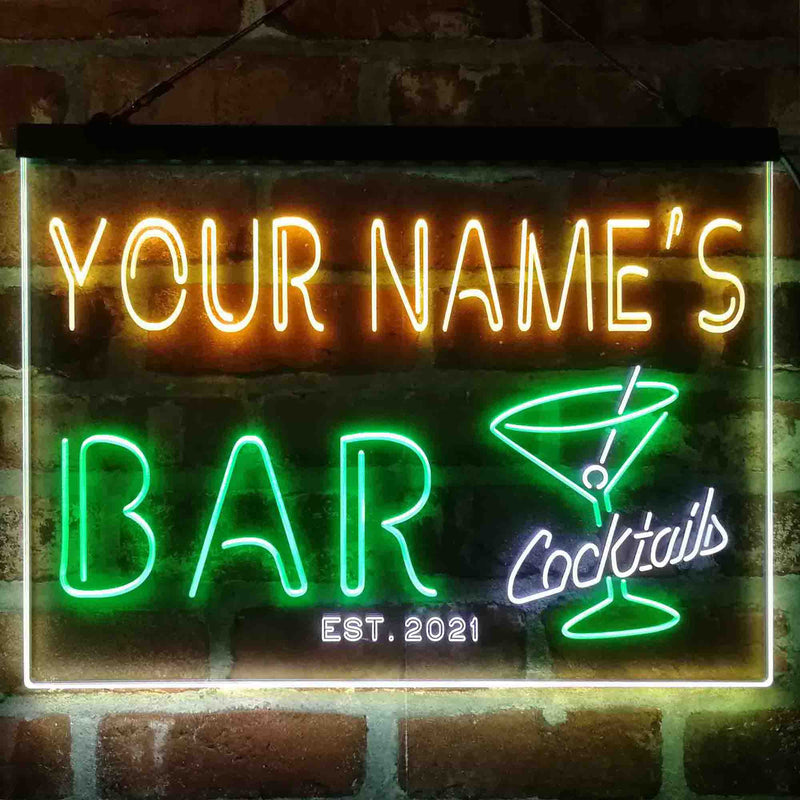 Personalized Cocktail Glass Bar Deluxe App-Enabled 3-Color LED Light Sign - LED Gift Works