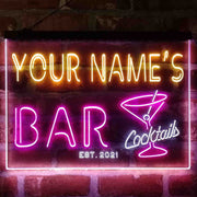 Personalized Cocktail Glass Bar Deluxe App-Enabled 3-Color LED Light Sign - LED Gift Works