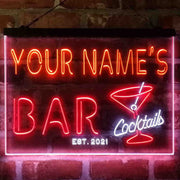Personalized Cocktail Glass Bar Deluxe App-Enabled 3-Color LED Light Sign - LED Gift Works