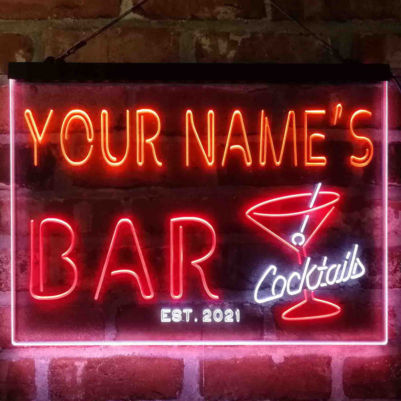 Personalized Cocktail Glass Bar Deluxe App-Enabled 3-Color LED Light Sign - LED Gift Works