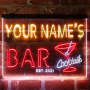 Personalized Cocktail Glass Bar Deluxe App-Enabled 3-Color LED Light Sign - LED Gift Works