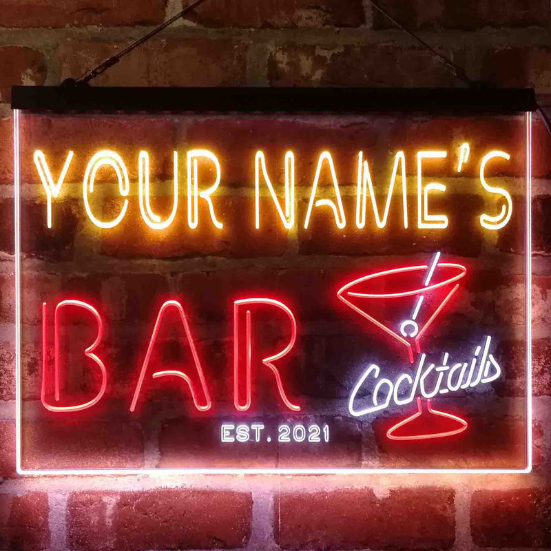 Personalized Cocktail Glass Bar Deluxe App-Enabled 3-Color LED Light Sign - LED Gift Works
