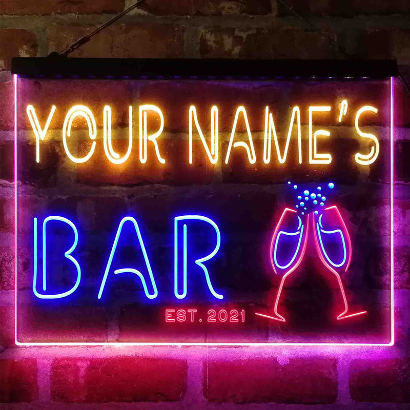 Personalized Champagne Glasses Cheers Deluxe App-Enabled 3-Color LED Light Sign - LED Gift Works