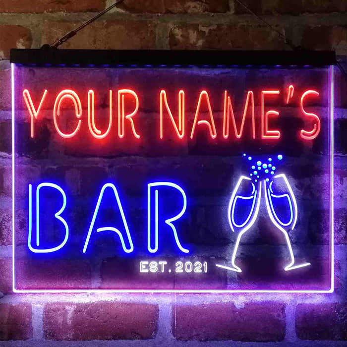 Personalized Champagne Glasses Cheers Deluxe App-Enabled 3-Color LED Light Sign - Way Up Gifts