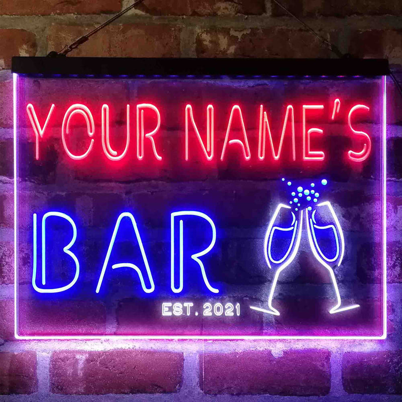 Personalized Champagne Glasses Cheers Deluxe App-Enabled 3-Color LED Light Sign - LED Gift Works