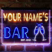 Personalized Champagne Glasses Cheers Deluxe App-Enabled 3-Color LED Light Sign - LED Gift Works