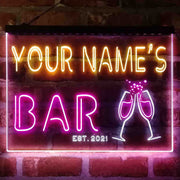 Personalized Champagne Glasses Cheers Deluxe App-Enabled 3-Color LED Light Sign - LED Gift Works