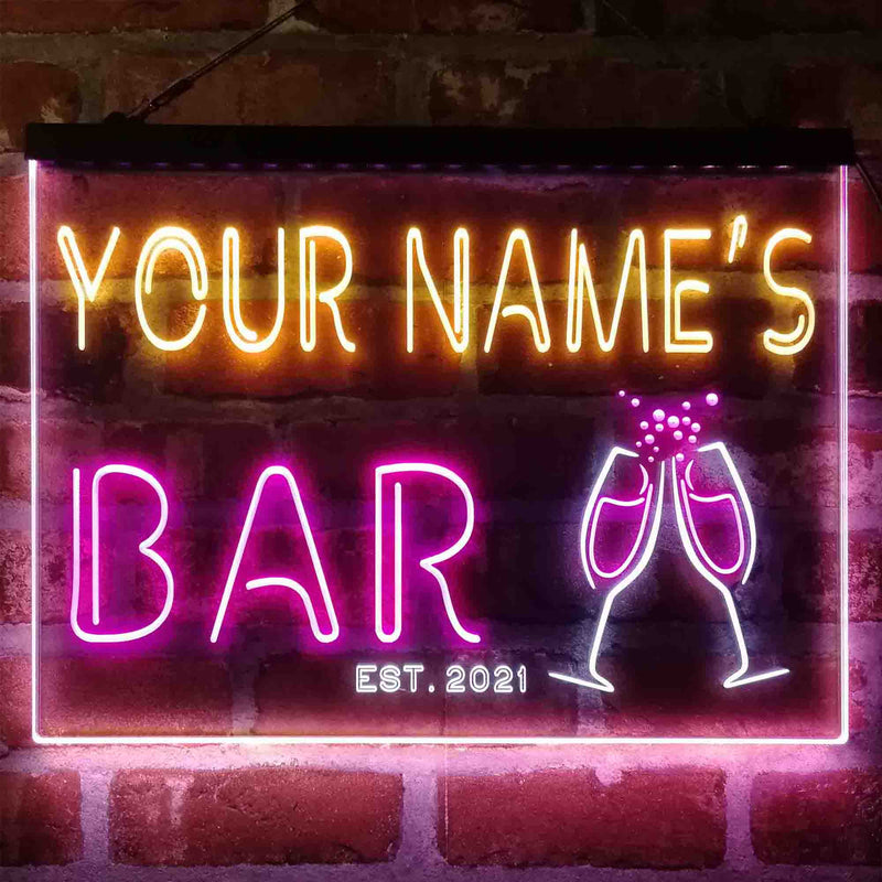 Personalized Champagne Glasses Cheers Deluxe App-Enabled 3-Color LED Light Sign - LED Gift Works