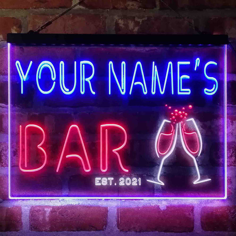 Personalized Champagne Glasses Cheers Deluxe App-Enabled 3-Color LED Light Sign - LED Gift Works