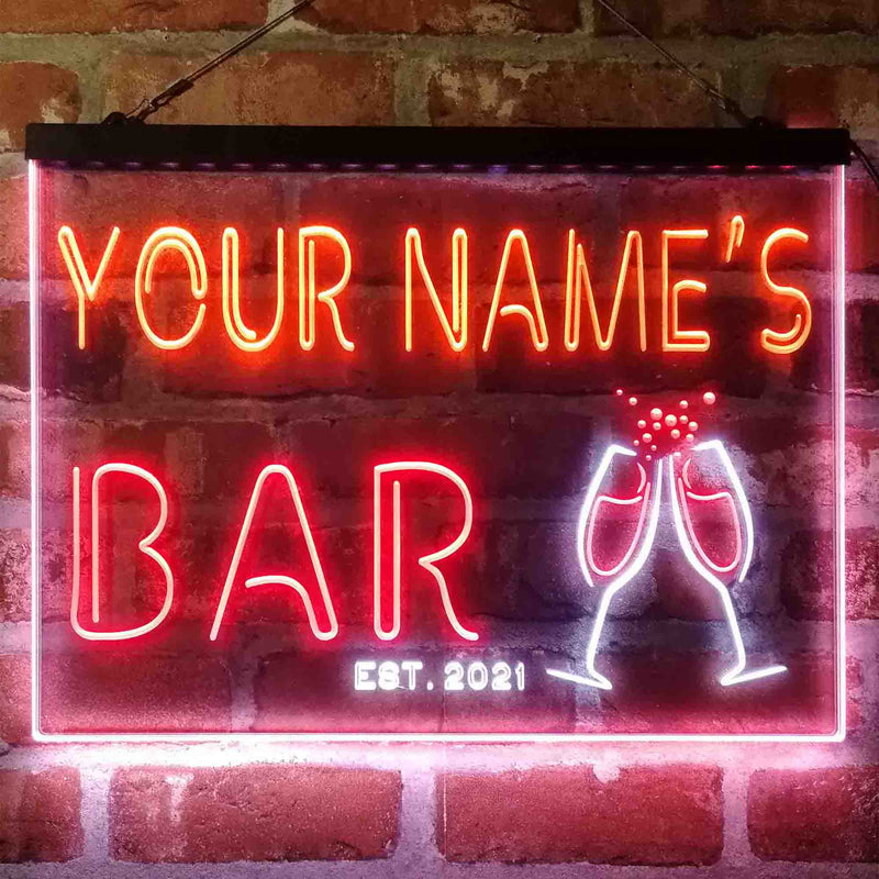 Personalized Champagne Glasses Cheers Deluxe App-Enabled 3-Color LED Light Sign - LED Gift Works