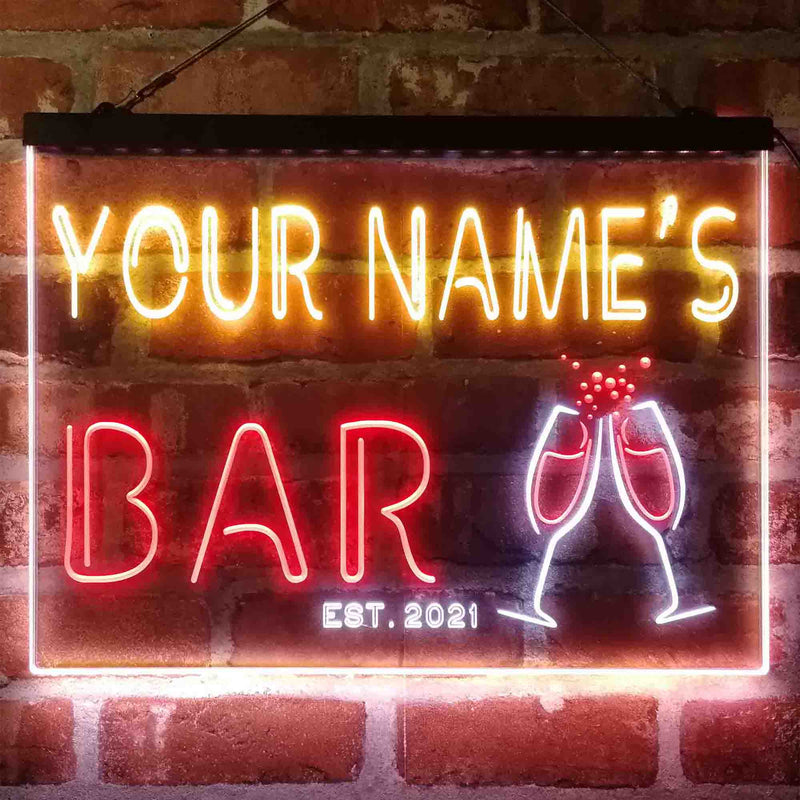 Personalized Champagne Glasses Cheers Deluxe App-Enabled 3-Color LED Light Sign - LED Gift Works