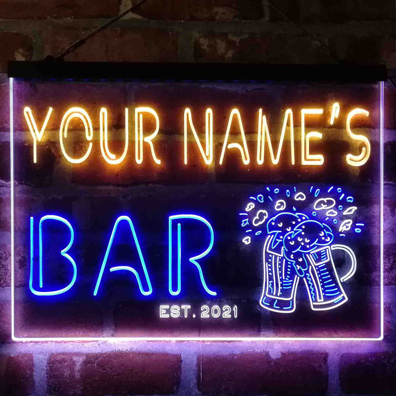 Personalized Beer Mugs Cheers Deluxe App-Enabled 3-Color LED Light Sign - LED Gift Works