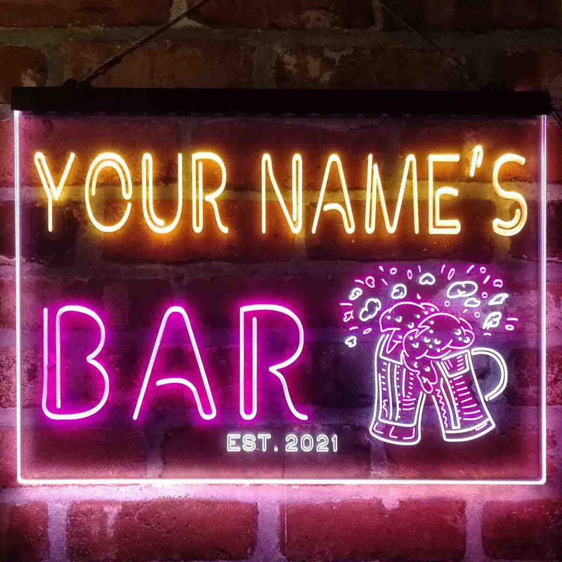 Personalized Beer Mugs Cheers Deluxe App-Enabled 3-Color LED Light Sign - LED Gift Works