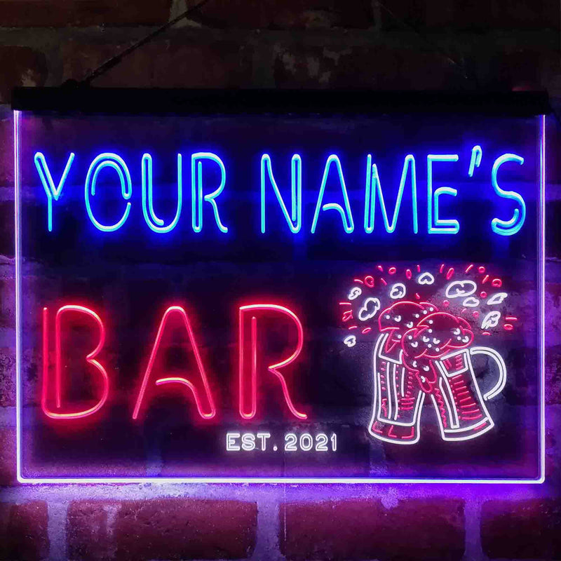 Personalized Beer Mugs Cheers Deluxe App-Enabled 3-Color LED Light Sign - LED Gift Works