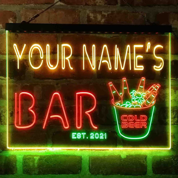 Personalized Cold Beer Bucket Deluxe App-Enabled 3-Color LED Light Sign - Way Up Gifts