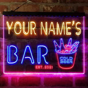 Personalized Cold Beer Bucket Deluxe App-Enabled 3-Color LED Light Sign - LED Gift Works