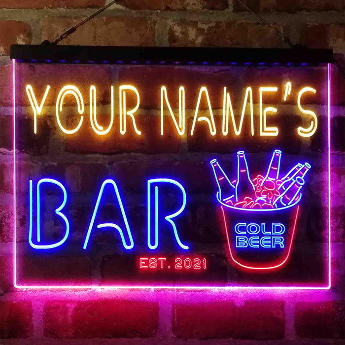 Personalized Cold Beer Bucket Deluxe App-Enabled 3-Color LED Light Sign - Way Up Gifts