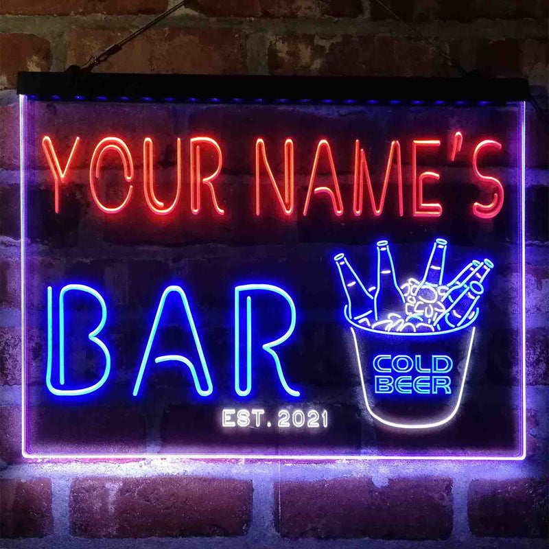 Personalized Cold Beer Bucket Deluxe App-Enabled 3-Color LED Light Sign - LED Gift Works