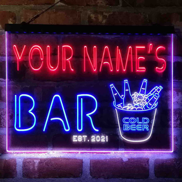 Personalized Cold Beer Bucket Deluxe App-Enabled 3-Color LED Light Sign - Way Up Gifts