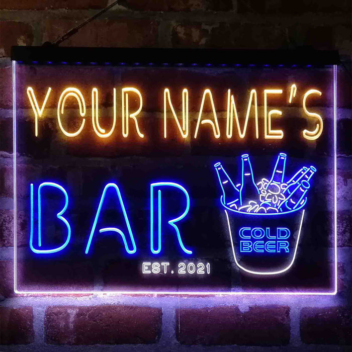 Personalized Cold Beer Bucket Deluxe App-Enabled 3-Color LED Light Sign - Way Up Gifts