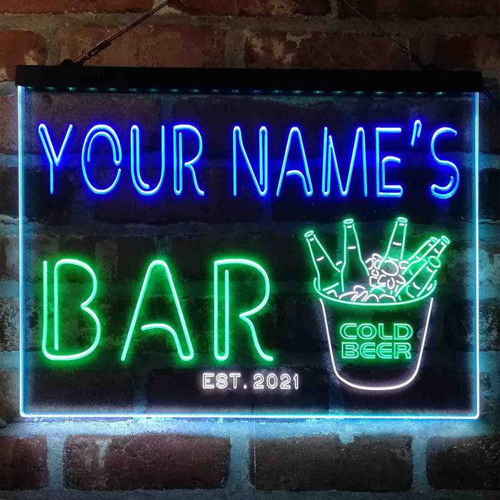 Personalized Cold Beer Bucket Deluxe App-Enabled 3-Color LED Light Sign - Way Up Gifts