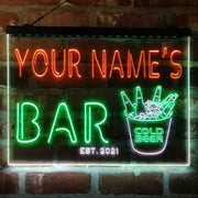 Personalized Cold Beer Bucket Deluxe App-Enabled 3-Color LED Light Sign - LED Gift Works