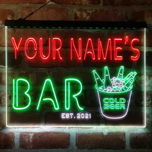 Personalized Cold Beer Bucket Deluxe App-Enabled 3-Color LED Light Sign - Way Up Gifts