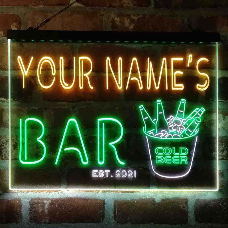 Personalized Cold Beer Bucket Deluxe App-Enabled 3-Color LED Light Sign - LED Gift Works