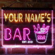 Personalized Cold Beer Bucket Deluxe App-Enabled 3-Color LED Light Sign - LED Gift Works