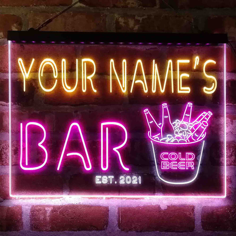 Personalized Cold Beer Bucket Deluxe App-Enabled 3-Color LED Light Sign - LED Gift Works