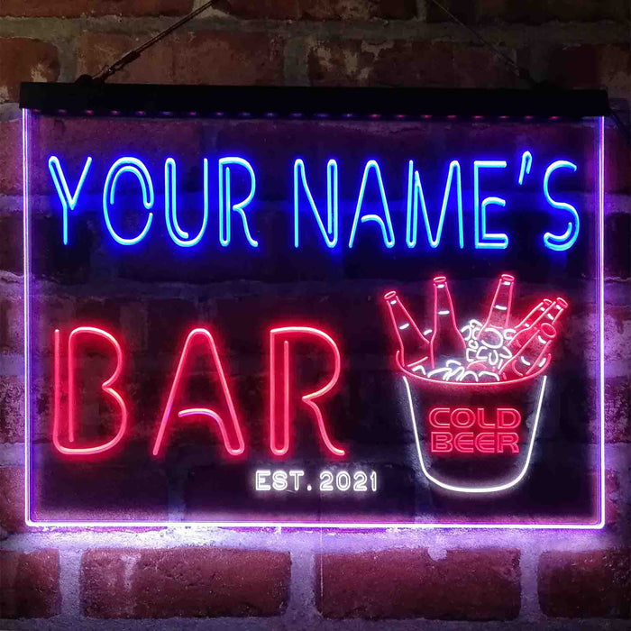 Personalized Cold Beer Bucket Deluxe App-Enabled 3-Color LED Light Sign - Way Up Gifts