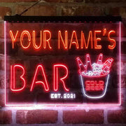 Personalized Cold Beer Bucket Deluxe App-Enabled 3-Color LED Light Sign - LED Gift Works