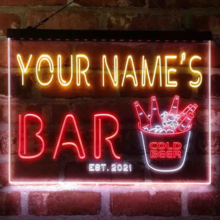 Personalized Cold Beer Bucket Deluxe App-Enabled 3-Color LED Light Sign - Way Up Gifts