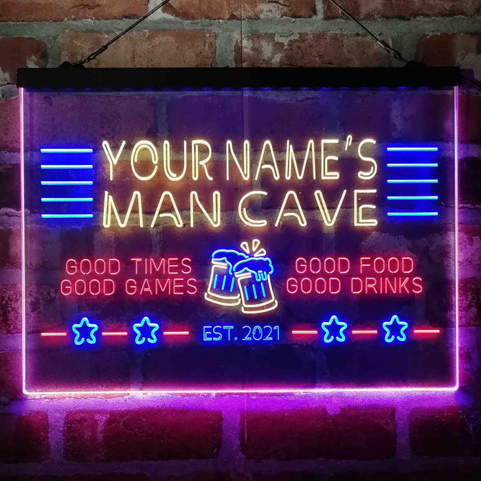 Personalized Man Cave Home Bar Deluxe App-Enabled 3-Color LED Light Sign - Way Up Gifts