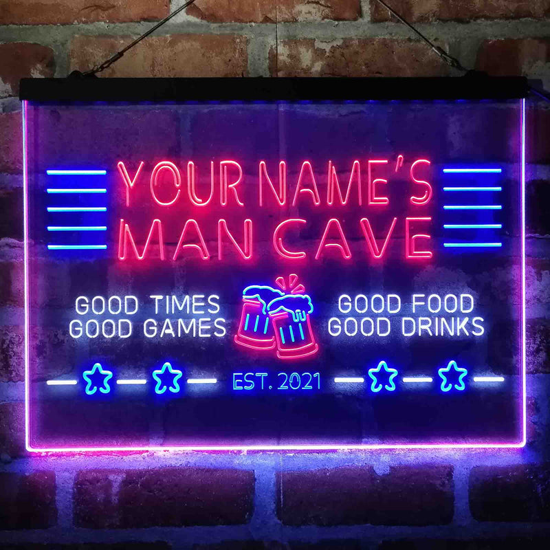 Personalized Man Cave Home Bar Deluxe App-Enabled 3-Color LED Light Sign - LED Gift Works