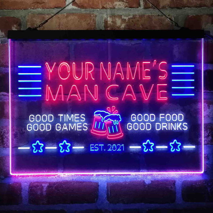 Personalized Man Cave Home Bar Deluxe App-Enabled 3-Color LED Light Sign - Way Up Gifts