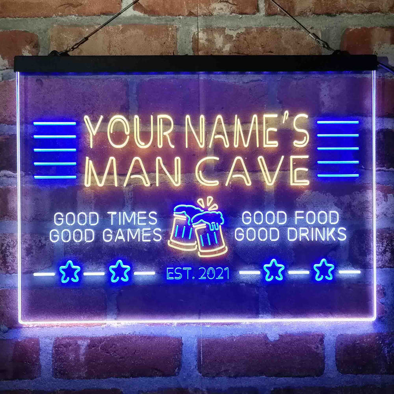 Personalized Man Cave Home Bar Deluxe App-Enabled 3-Color LED Light Sign - LED Gift Works