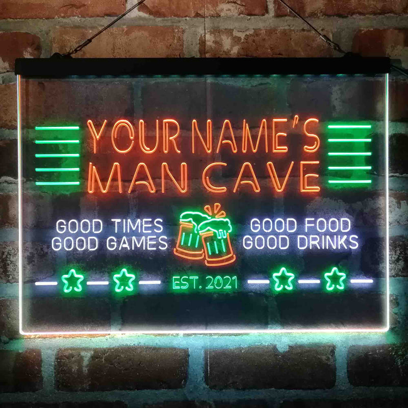 Personalized Man Cave Home Bar Deluxe App-Enabled 3-Color LED Light Sign - LED Gift Works