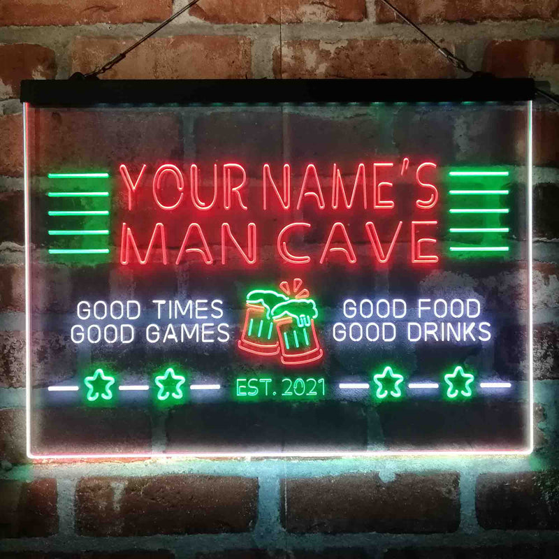 Personalized Man Cave Home Bar Deluxe App-Enabled 3-Color LED Light Sign - LED Gift Works