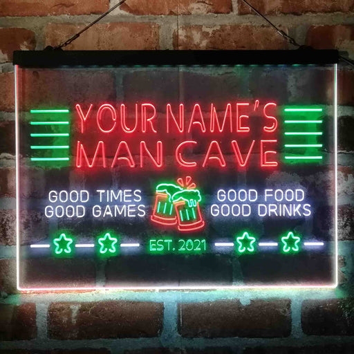 Personalized Man Cave Home Bar Deluxe App-Enabled 3-Color LED Light Sign - Way Up Gifts