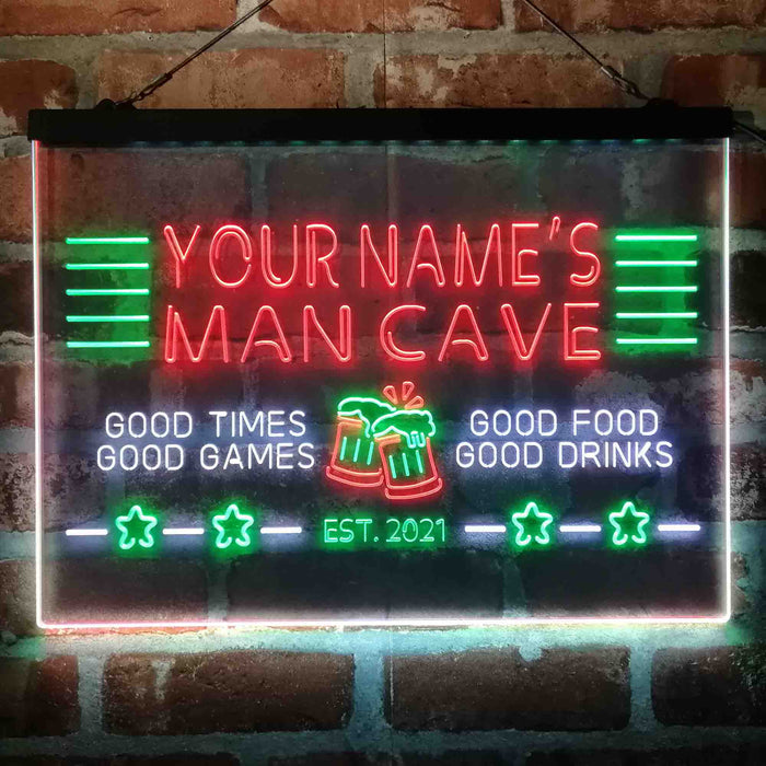 Personalized Man Cave Home Bar Deluxe App-Enabled 3-Color LED Light Sign - Way Up Gifts