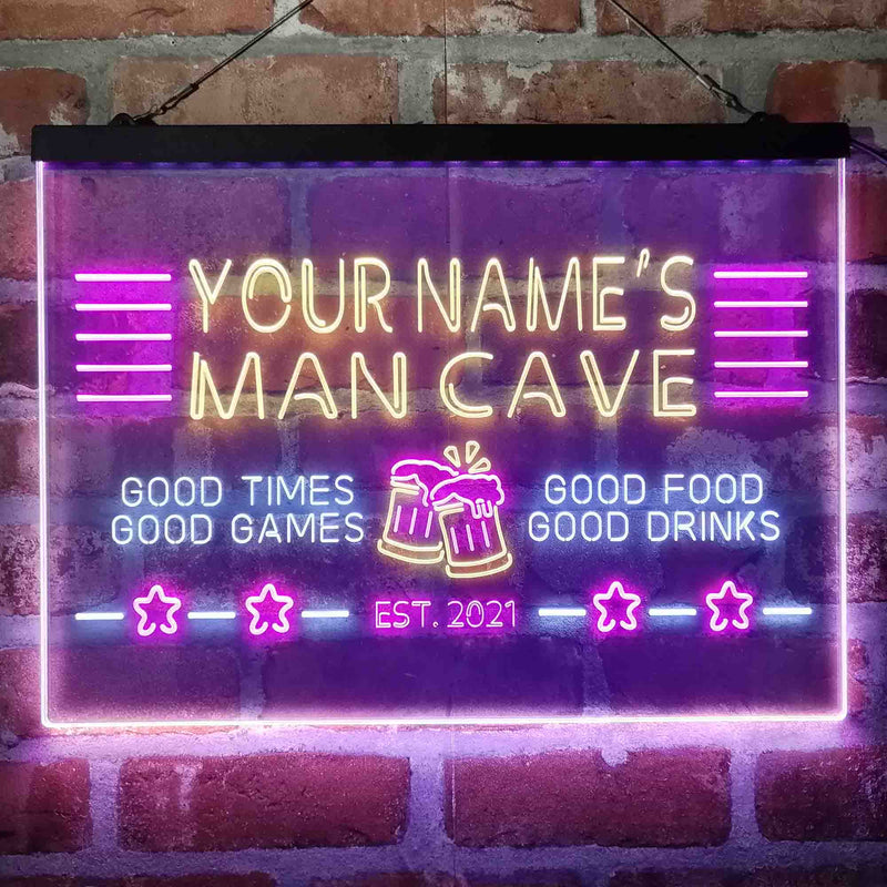 Personalized Man Cave Home Bar Deluxe App-Enabled 3-Color LED Light Sign - LED Gift Works