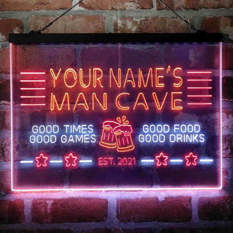 Personalized Man Cave Home Bar Deluxe App-Enabled 3-Color LED Light Sign - LED Gift Works