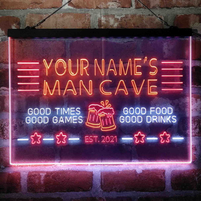 Personalized Man Cave Home Bar Deluxe App-Enabled 3-Color LED Light Sign - Way Up Gifts