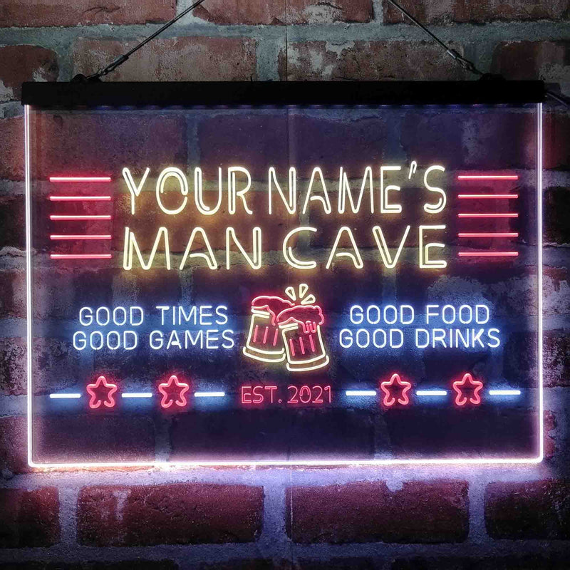 Personalized Man Cave Home Bar Deluxe App-Enabled 3-Color LED Light Sign - LED Gift Works