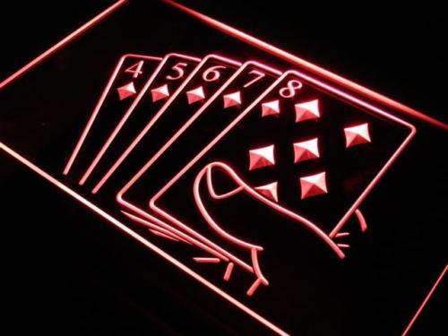 Straight Flush Poker LED Light Sign - Way Up Gifts