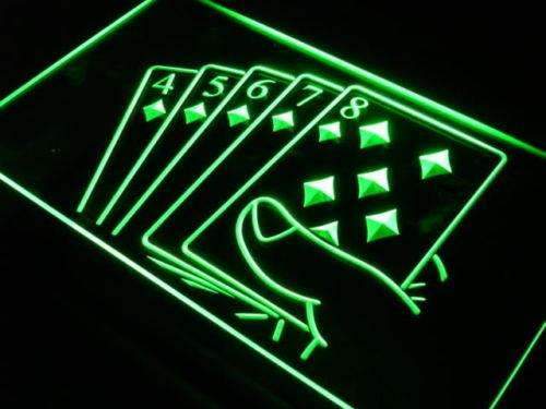 Straight Flush Poker LED Light Sign - Way Up Gifts