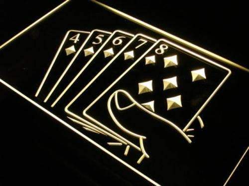 Straight Flush Poker LED Light Sign - Way Up Gifts