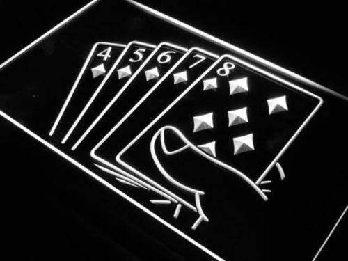 Straight Flush Poker LED Light Sign - Way Up Gifts
